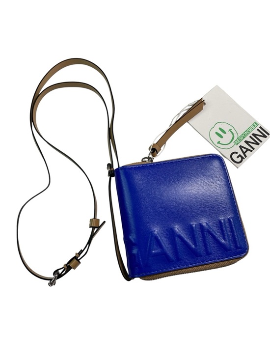 Ganni Handbags - New GANNI Wallet on Strap Leather Royal Blue Zip Around Adjustable Strap